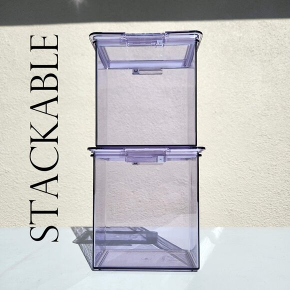 2X The Home Edit Medium Canisters Food Storage Containers Clear 4" x 6" x 6" Pan - Picture 1 of 9